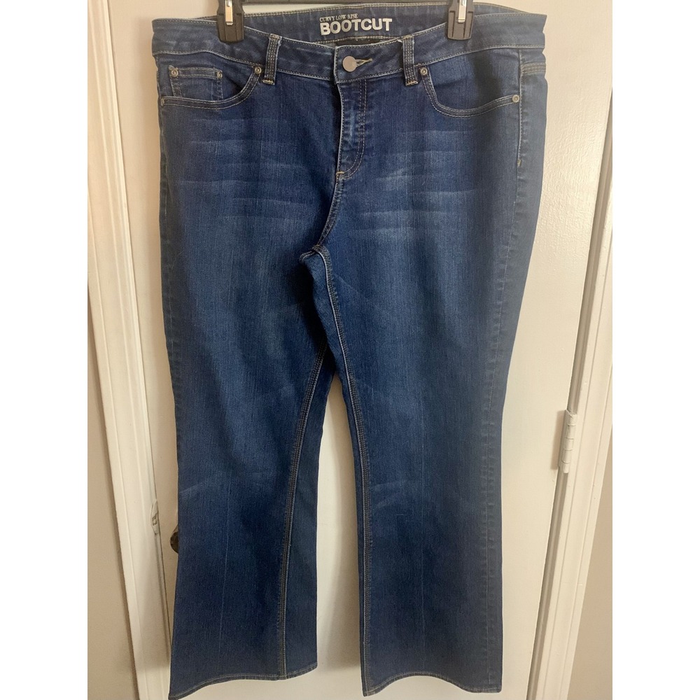 NY&C Petite Bootcut Jeans Women's Size 16 Dark Wash Curvy Low Rise Denim